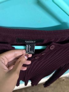 Burgundy Ribbed Long Sleeve Top forever 21