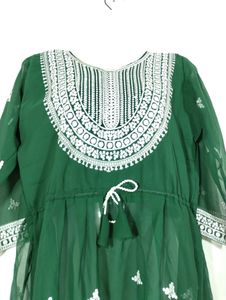 Green Embroidery Printed Dress (Women)