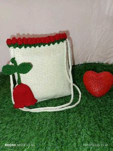 Handmade Crochet Rose Bag