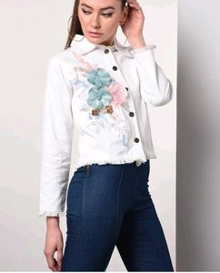 White Embroidered jacket for Women