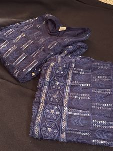Stylish Blue Sequin Kurta Set