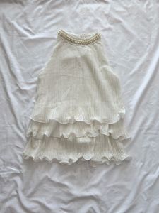 White Layered Ruffled Top