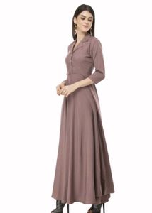 Elegant Mauve Collared Maxi Dress