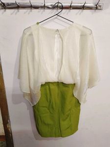 3 time used Elegant Green &amp; White Dress