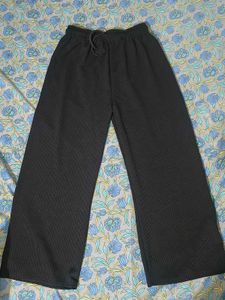 Black Ribbed Wide-Leg Pants 🖤