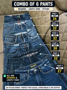🔥 MEGA COMBO OF 6 BRANDED SLIM-FIT PANTS 🔥