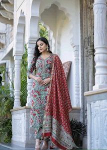 Rayon Kurta Pant Duppata Set