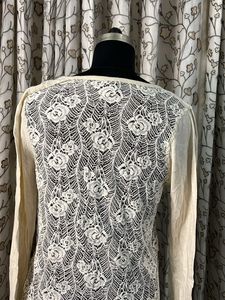 Striped Lace Detail Top