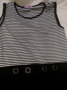Striped Top &amp; Black Maxi Dress Combo