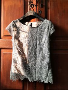 Women's Grey Embroidered Top