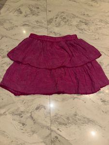 Fuchsia Tiered Ruffled Mini Skirt