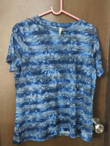 Blue Tie-Dye Striped T-Shirt