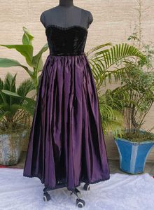 Strapless Velvet &amp; Satin Prom Dress