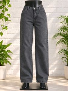 Stylish Grey Wide Leg Jeans