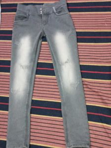 Gray Distressed Skinny Jeans