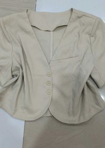 Beige Cropped Blazer,formal jacket