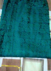 Elegant Teal Floral Lace Saree