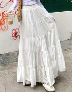 Pink Printed Kurta with White skirt