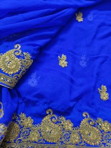 Blue Elegent Saree With Golden Zari Work