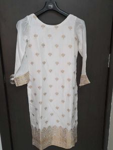 White Kurta set with Gold Embroidery