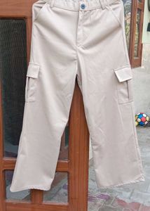 Beige Wide Leg Cargo trouser for women