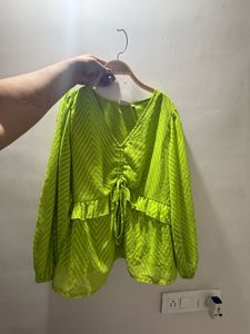 Vibrant Lime Green Tie-Up Tunic
