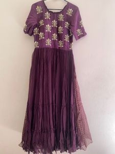 Purple Ethnic Party Gown (Padded)