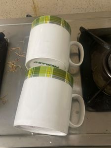 Set of 2 White Coffee Mugs