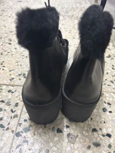 Black Faux Fur Lined Platform Boots