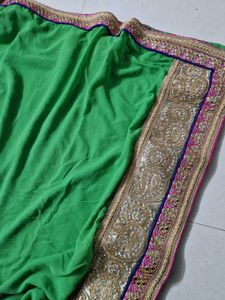Stunning unstitched Pink &amp; Green Lehenga Choli Set