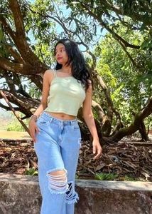 Sage Green One Shoulder Tank Top