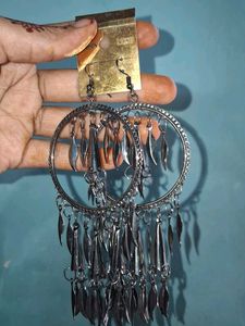 Unique Silver Tone Hoop Earrings