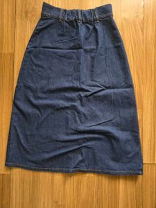 Denim A-Line Midi Skirt