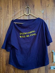 Navy Blue off shoulder 'Everything Will Be Fine'