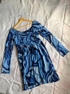 Blue Short Dress/Frock | XL | Full Sleeves |