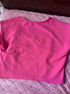 Bright Pink Square Neck Top