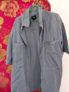 H&M Grey Oversized Short Sleeve Shirt