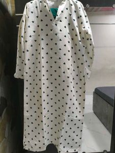 White Kurta with Black Heart Print