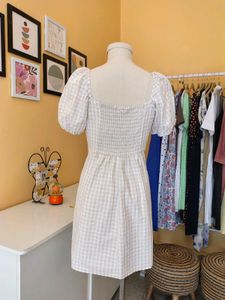 Gingham Puff Sleeve Mini Dress