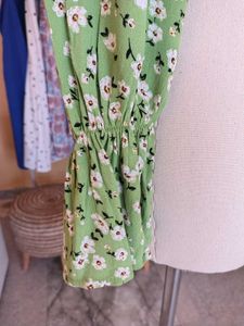 Green Floral Tie-Front Blouse
