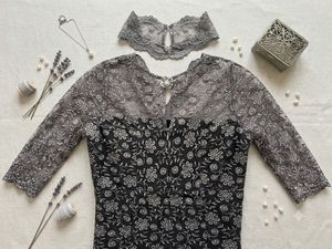 Elegant Floral Lace Black Dress