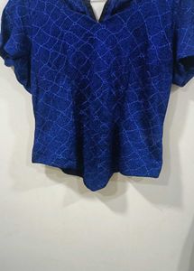 Sparkling Blue V-Neck Top and skirt