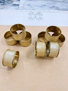 Set of 4 Vintage Brass and Enameled Napkin Rings