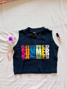 blue tank top