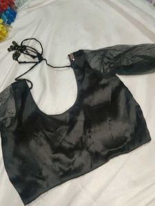 Sleek Black Satin Blouse