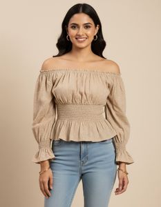 Bardot Beige Schiffli Top 🪶