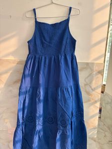 ZUDIO Blue Smocked Tiered Midi Dress