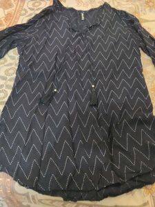 Stylish Navy Blue Kurta with Chevron Print
