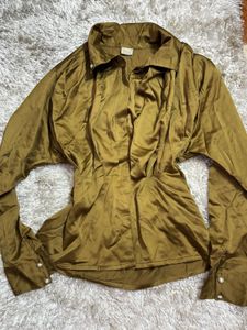 Elegant Satin Collared Blouse