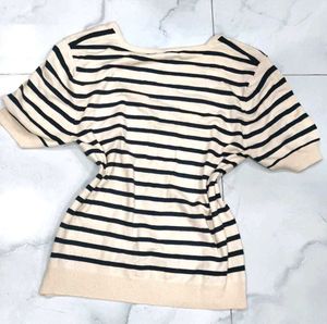 Striped Square Neck Knit Top